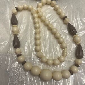 Chic Cream and Grey Beaded Necklace